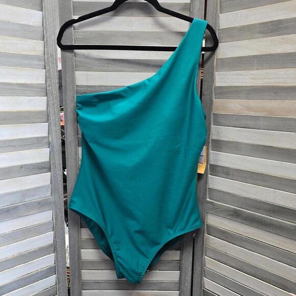 Medium Coverage One Shoulder Swimsuit with Tummy Control | Kona Sol | XL (16) - Picture 1 of 10